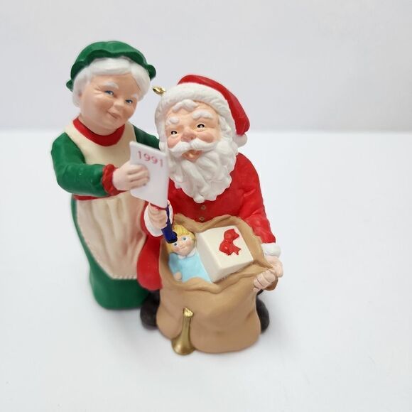 Vintage Hallmark Keepsake Christmas Ornament "Checking His List" Mr.& Mrs. Claus - Picture 3 of 4